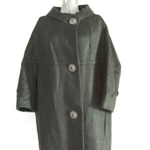 Black 60's cocoon coat - light weight - angora wool and silk